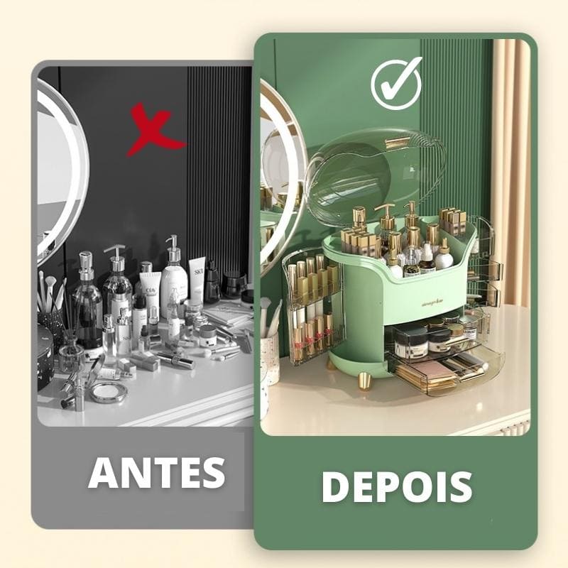 Organizador de Maquiagem Acrílico com Compartimentos para Cosméticos