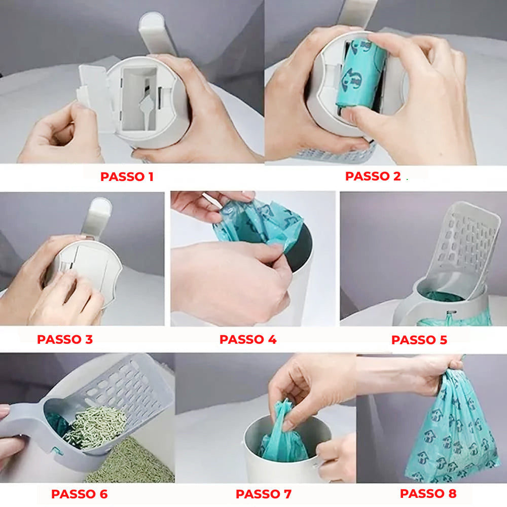 Pá com Lixeira para Areia de Gato - Conjunto Prático e Eficiente