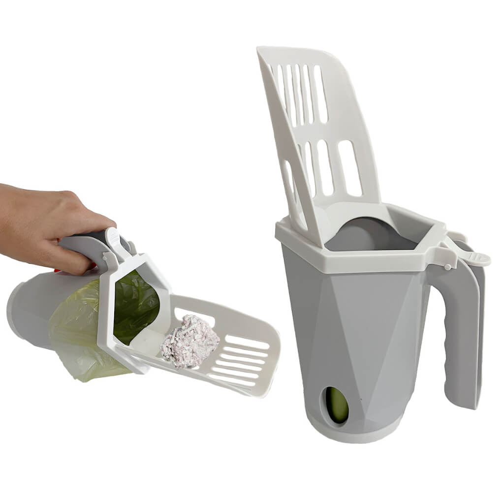 Pá para Catação de Fezes de Gato com Brinde: 1 Rolo de Sacos para Descarte