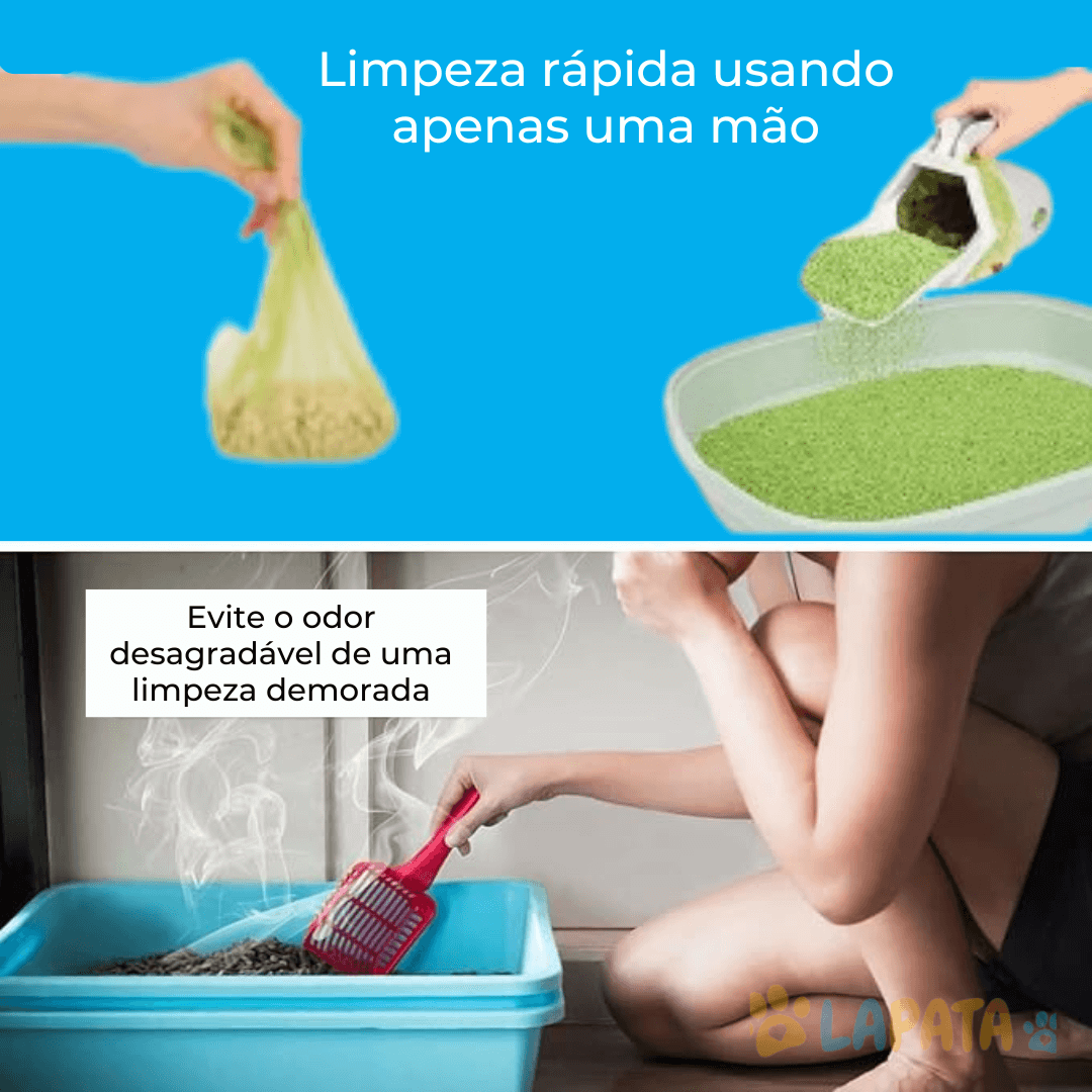 Pá para Catação de Fezes de Gato com Brinde: 1 Rolo de Sacos para Descarte