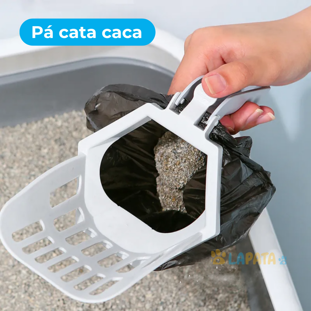 Pá para Catação de Fezes de Gato com Brinde: 1 Rolo de Sacos para Descarte
