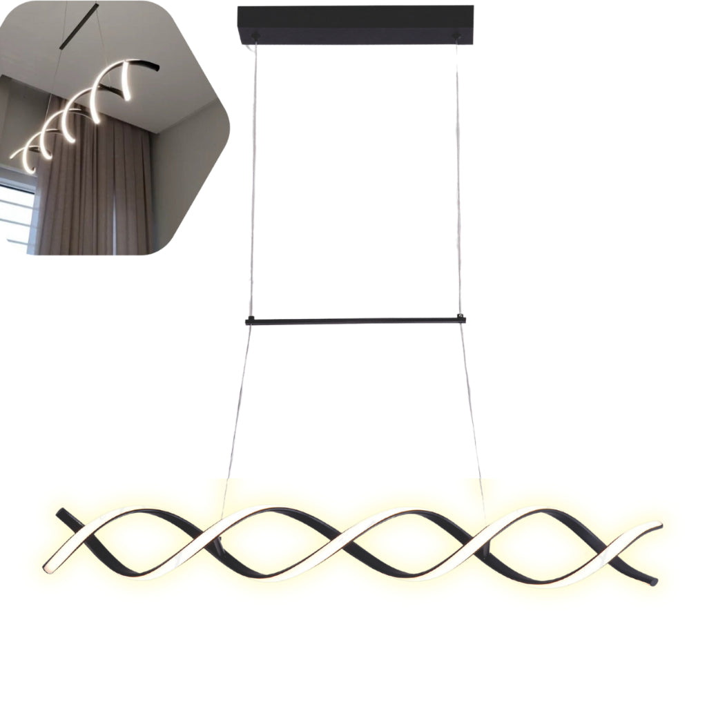 Pendente LED Preto e Dourado para Lustre de Sala de Jantar - Decoração Elegante