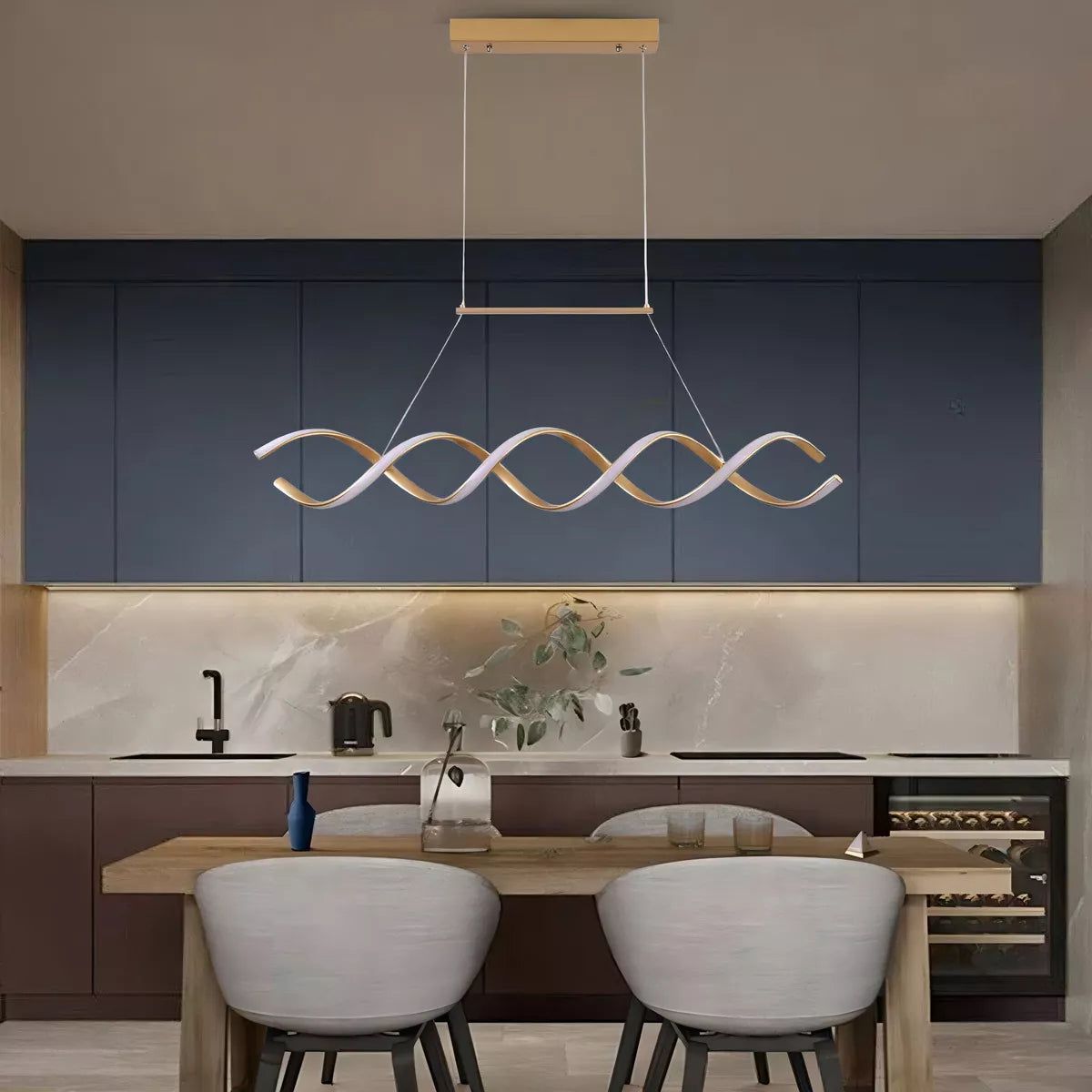 Pendente LED Preto e Dourado para Lustre de Sala de Jantar - Decoração Elegante
