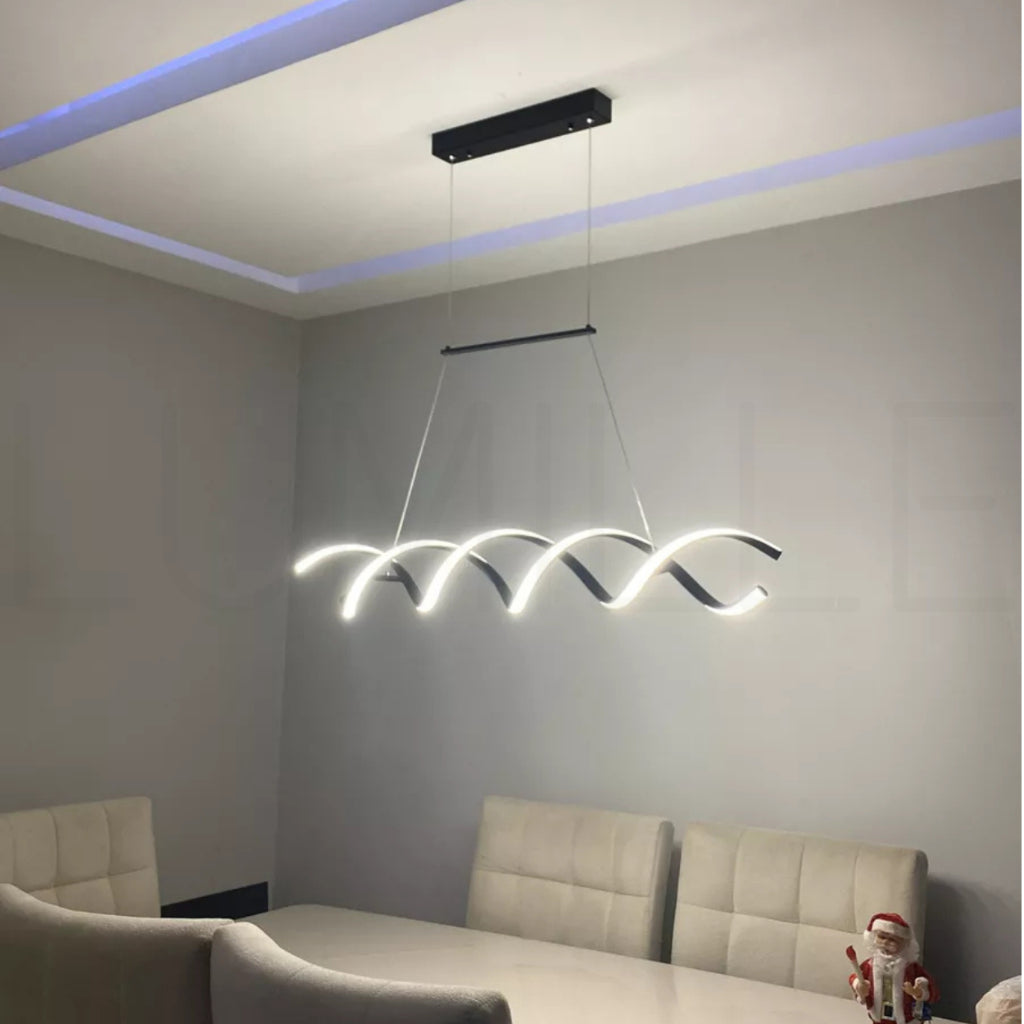Pendente LED Preto e Dourado para Lustre de Sala de Jantar - Decoração Elegante