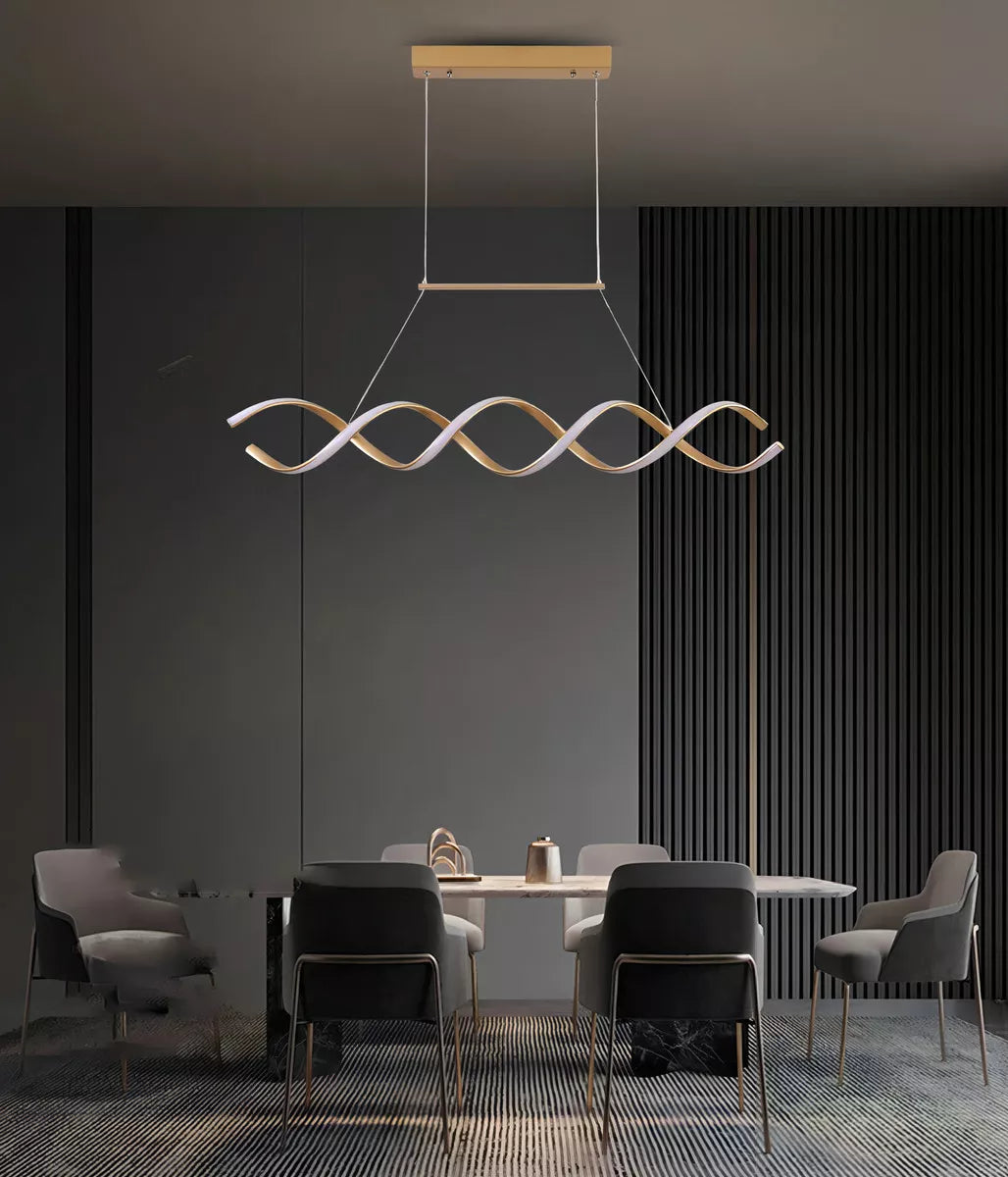 Pendente LED Preto e Dourado para Lustre de Sala de Jantar - Decoração Elegante