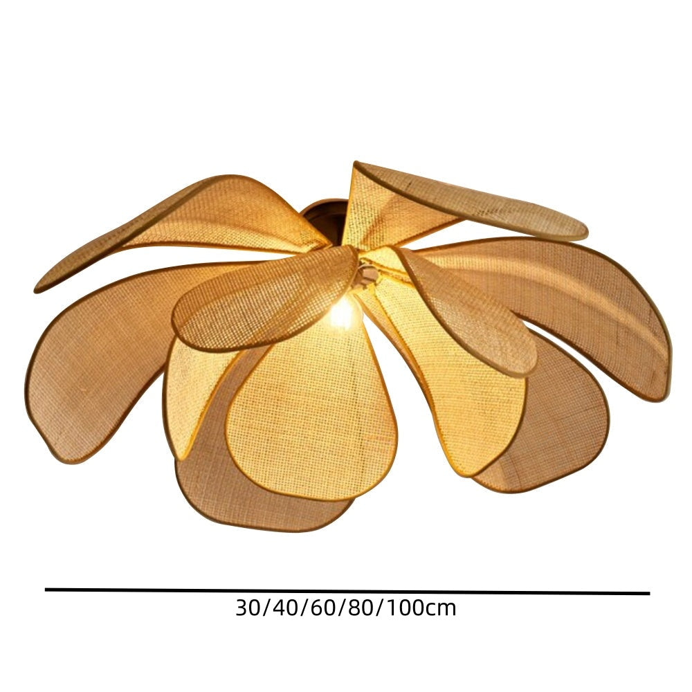 Pendente Rústico de Rattan em Forma de Pétala - Luminária Decorativa