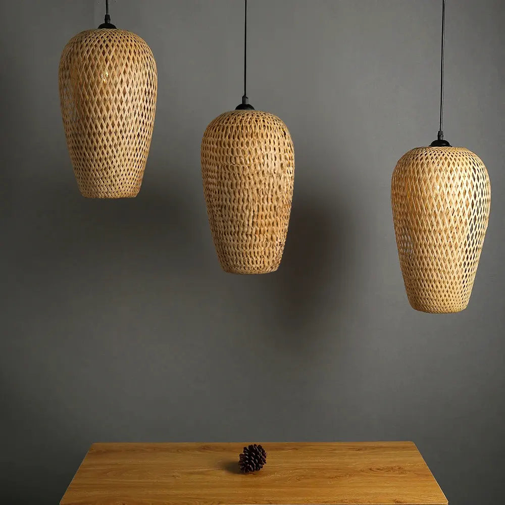Pendente de Bambu Natural para Iluminação Decorativa