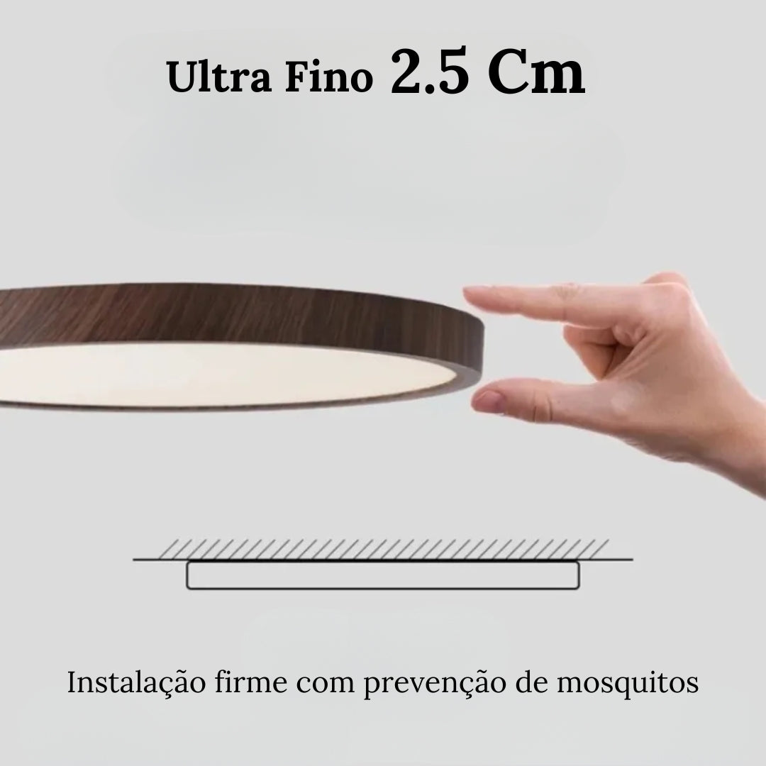 Plafón LED Redondo de Superficie con Diseño de Madera