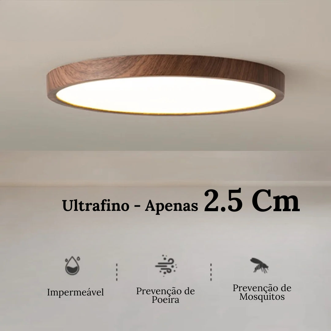 Plafón LED Redondo de Superficie con Diseño de Madera