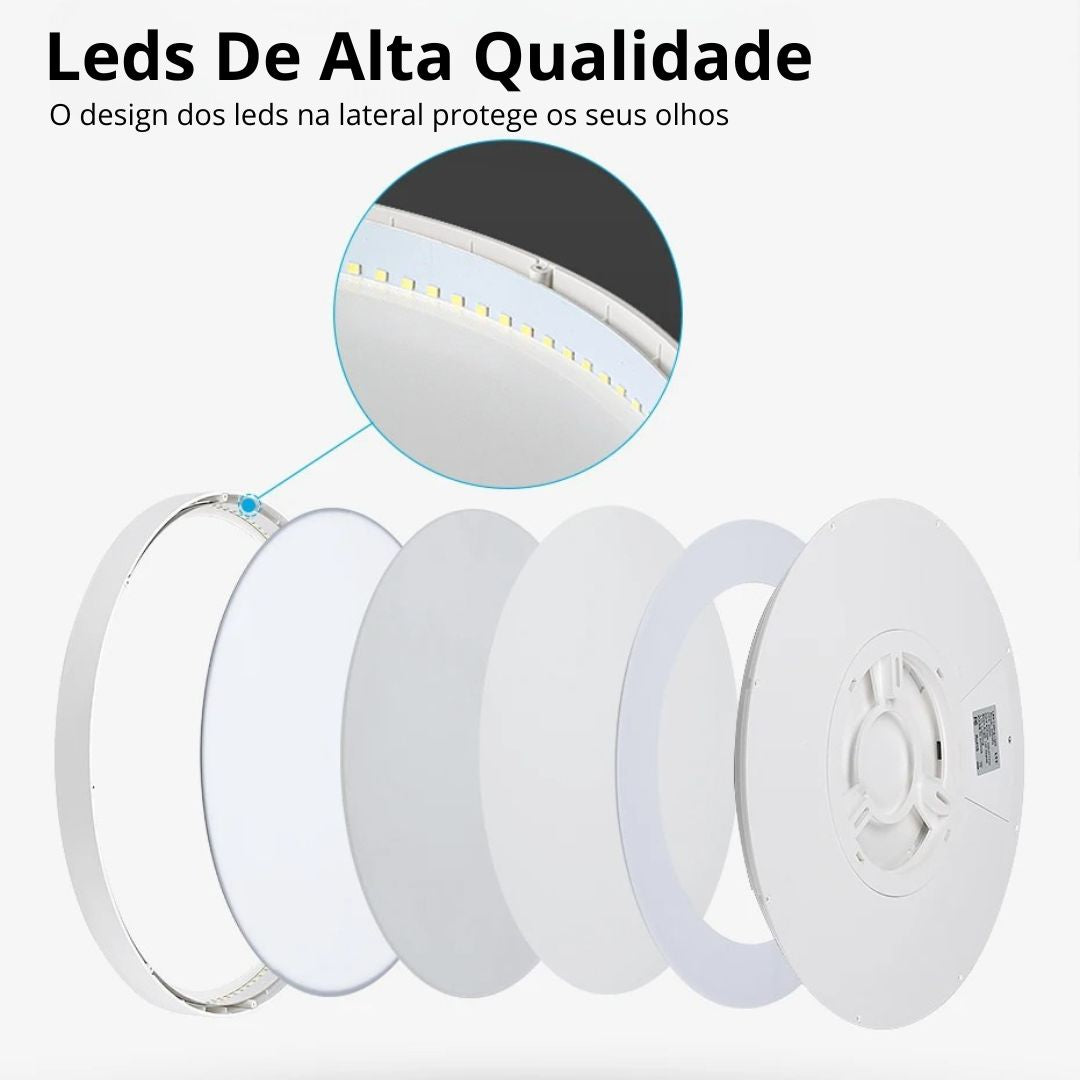 Plafón LED de Teto para Sobrepor com Acabamento em Madeira