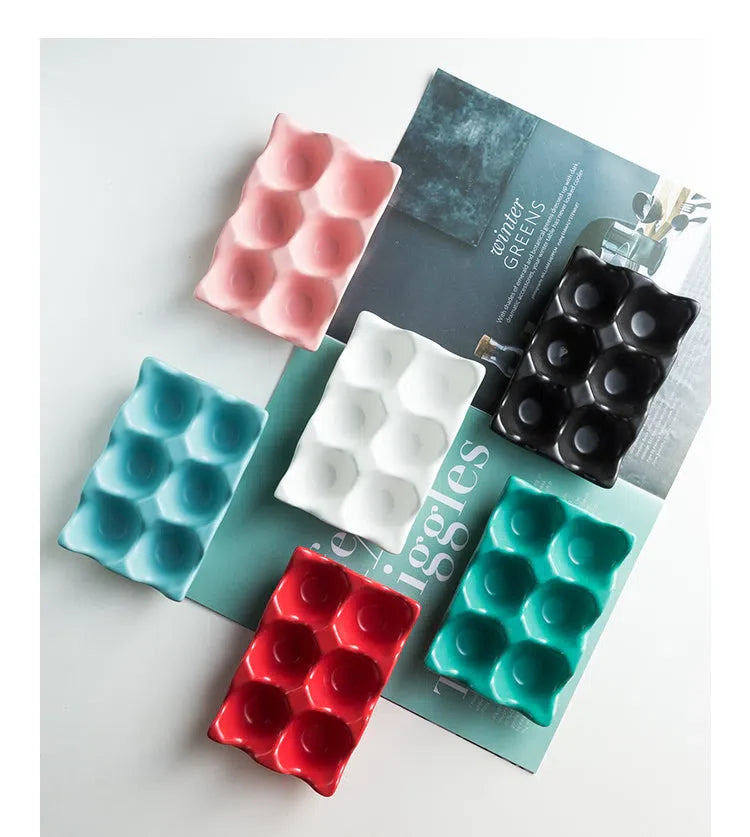 Porta Ovos de Cerâmica para 6 Ovos - Armazenamento Elegante e Prático