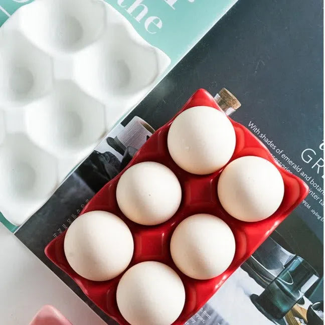 Porta Ovos de Cerâmica para 6 Ovos - Armazenamento Elegante e Prático
