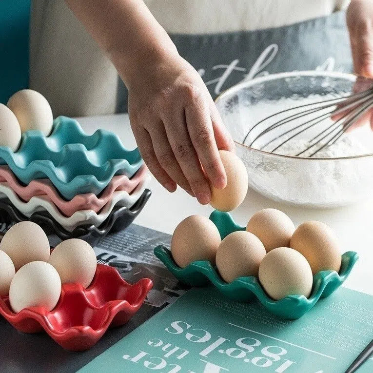Porta Ovos de Cerâmica para 6 Ovos - Armazenamento Elegante e Prático