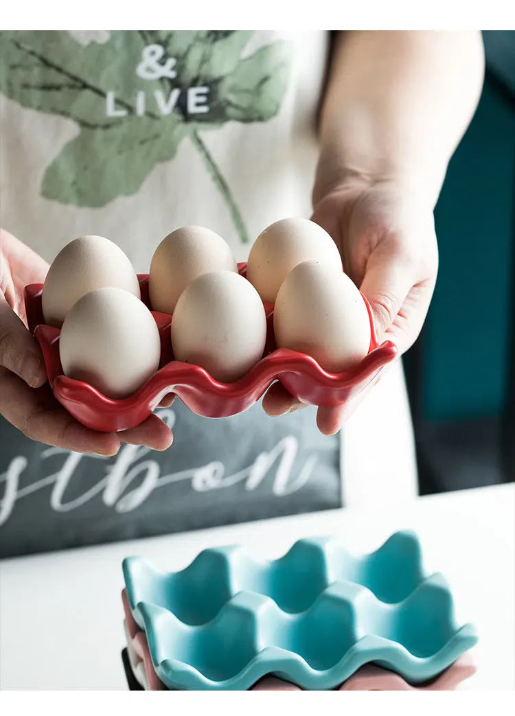 Porta Ovos de Cerâmica para 6 Ovos - Armazenamento Elegante e Prático