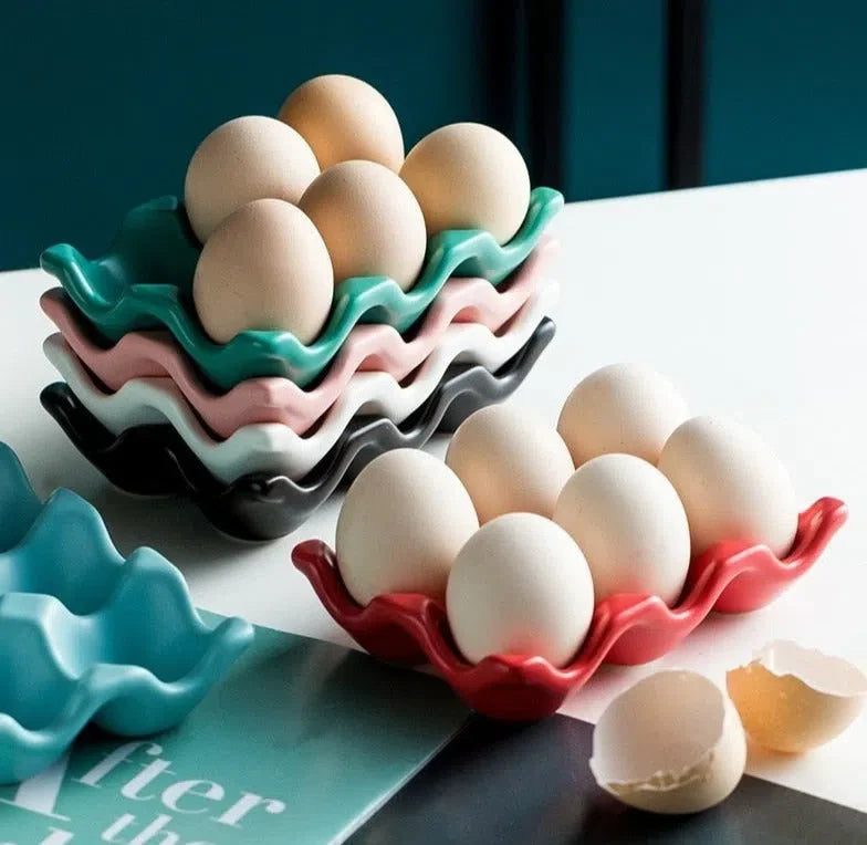 Porta Ovos de Cerâmica para 6 Ovos - Armazenamento Elegante e Prático