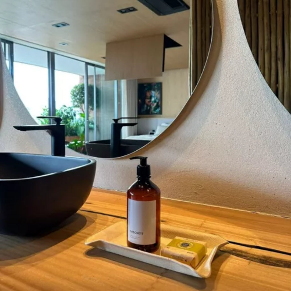 Porta Sabão Frasco Âmbar Minimalista Sanchz Design - Suporte Elegante para Sabão Líquido