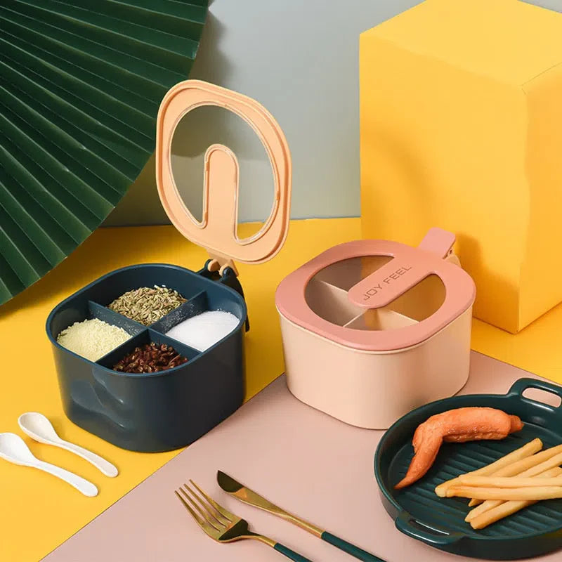 Porta Tempero Joy Feel com 4 Compartimentos - Organizador de Temperos Prático