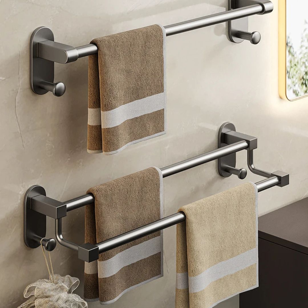 Porta Toalha Preto para Banheiro - Suporte Elegante e Funcional