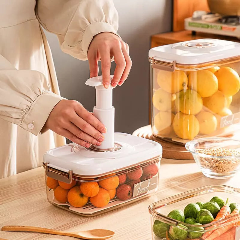 Pote Hermético com Tampa e Selador a Vácuo para Armazenamento de Alimentos