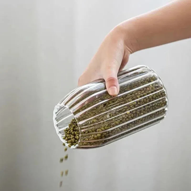 Pote de Vidro Canelado com Tampa de Cortiça para Armazenamento