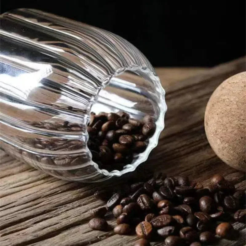 Pote de Vidro Canelado com Tampa de Cortiça para Armazenamento