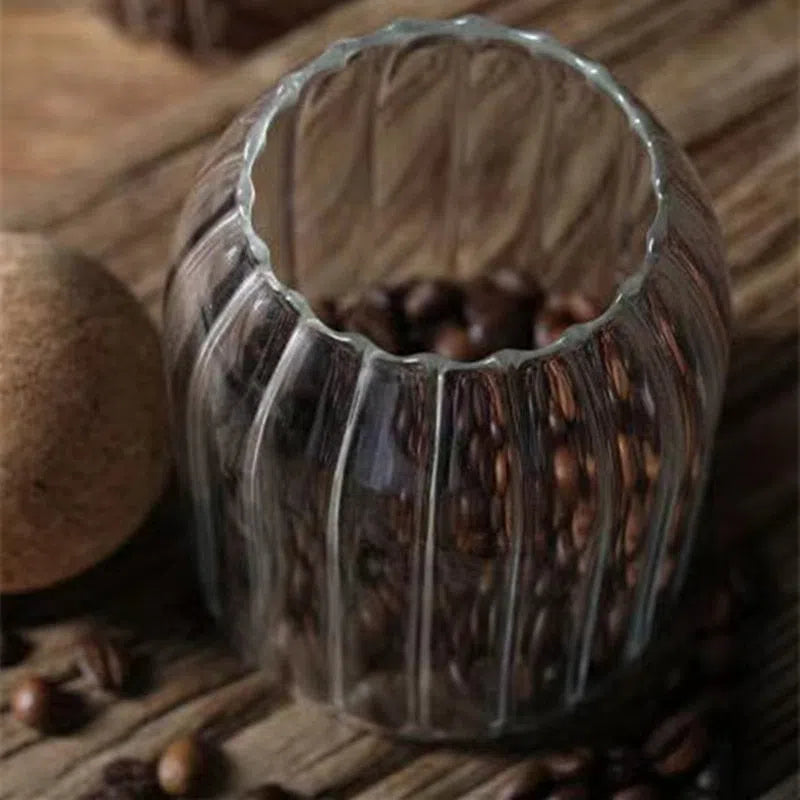 Pote de Vidro Canelado com Tampa de Cortiça para Armazenamento