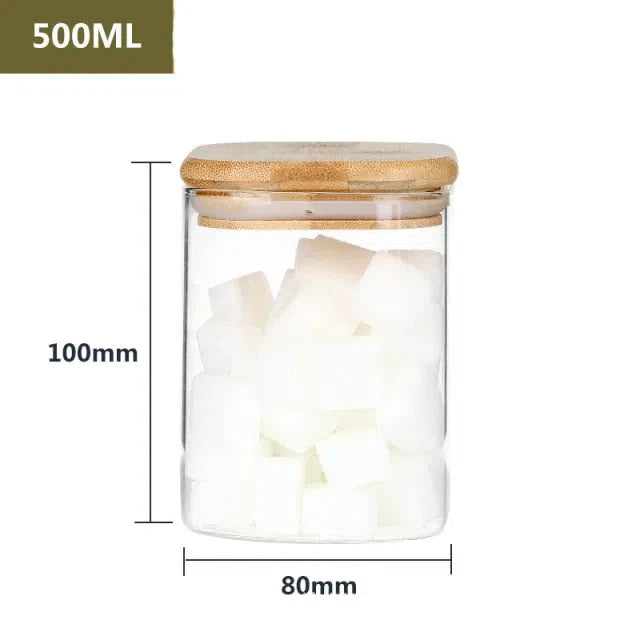 Pote de Vidro Hermético com Tampa de Madeira - Armazenamento Seguro e Estiloso