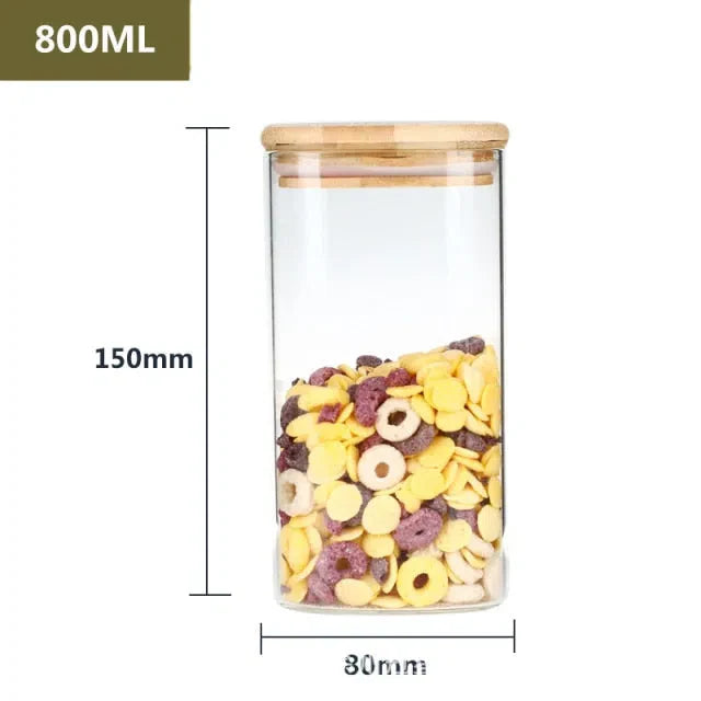 Pote de Vidro Hermético com Tampa de Madeira - Armazenamento Seguro e Estiloso