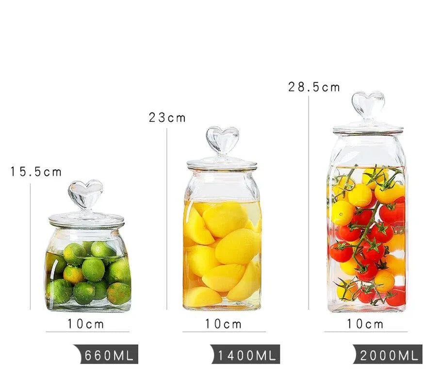 Pote de Vidro Hermético para Armazenamento - Opções de 660ml, 1400ml e 2000ml