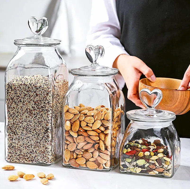 Pote de Vidro Hermético para Armazenamento - Opções de 660ml, 1400ml e 2000ml