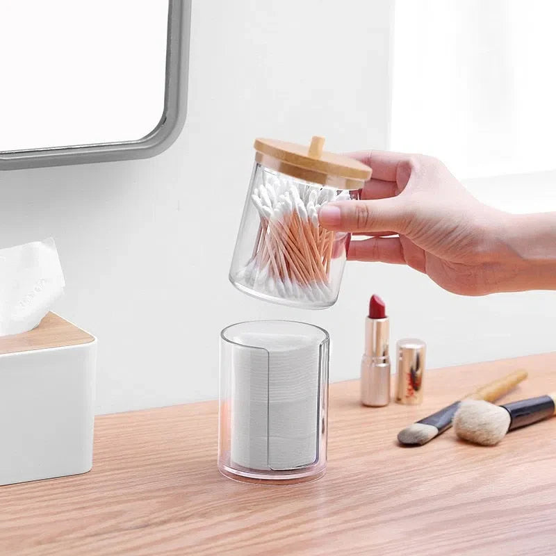 Potes Organizadores para Cotonetes e Discos de Algodão - Armazenamento Prático e Eficiente