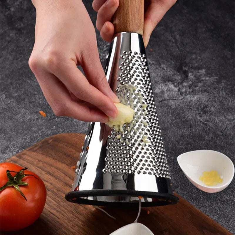 Ralador de Mesa com Alça de Madeira - Utensílio de Cozinha para Ralar Queijos e Legumes