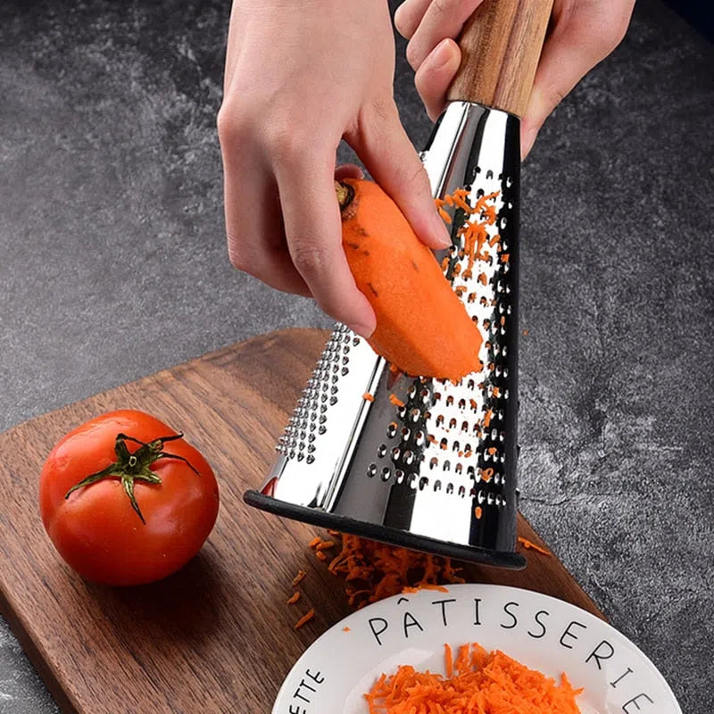 Ralador de Mesa com Alça de Madeira - Utensílio de Cozinha para Ralar Queijos e Legumes