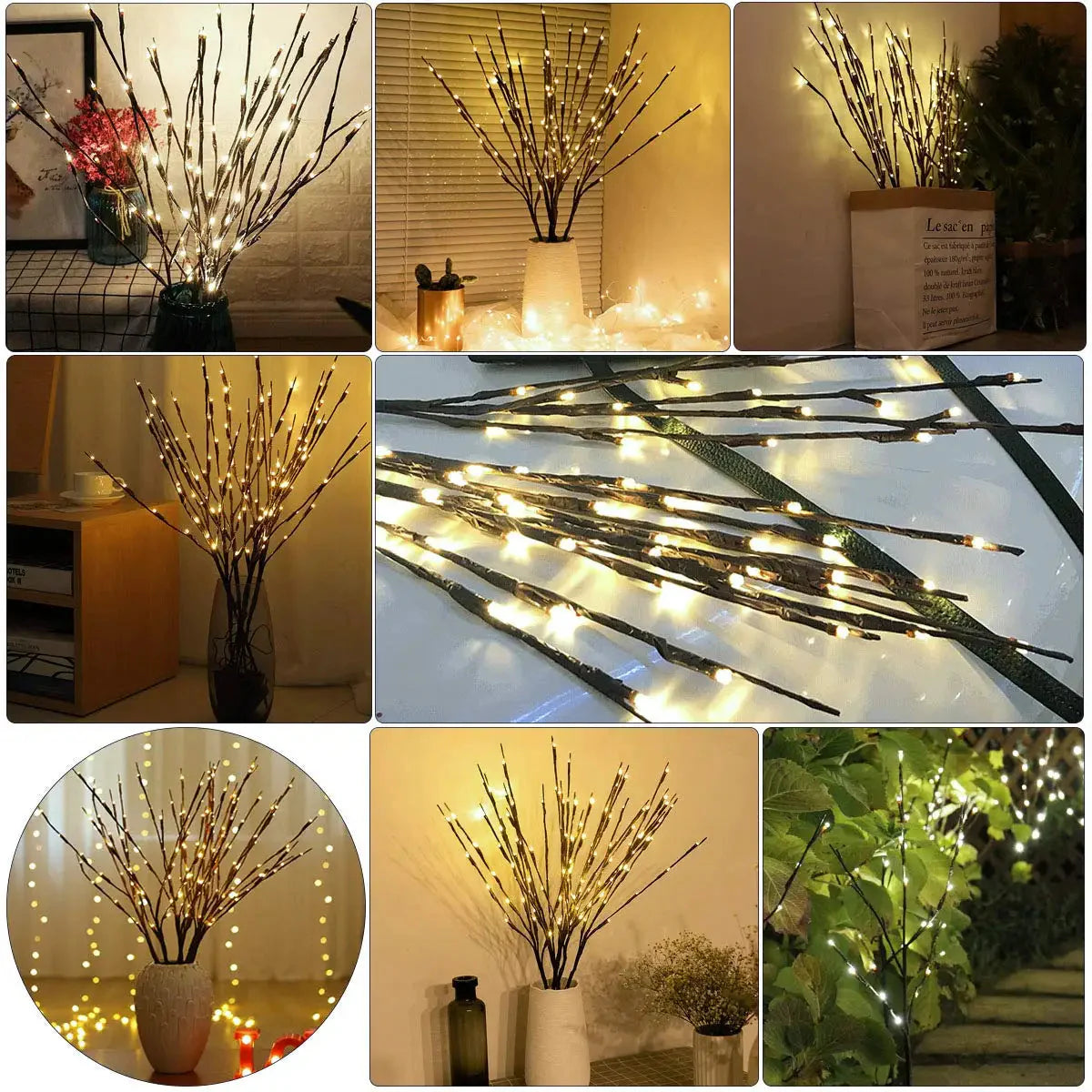 Ramos de Salgueiro com LED Decorativo - Iluminação Elegante para Ambientes