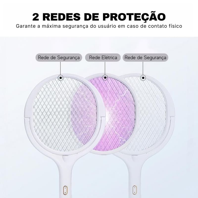 Raquete Elétrica Armadilha para Mosquitos - Inseticida Eficaz, Antimosquitos