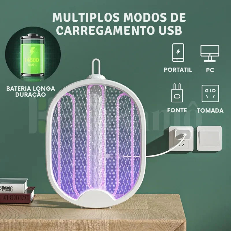 Raquete Elétrica Mata-Mosquito MaxBolt™ com Tecnologia de Ions Atrativos