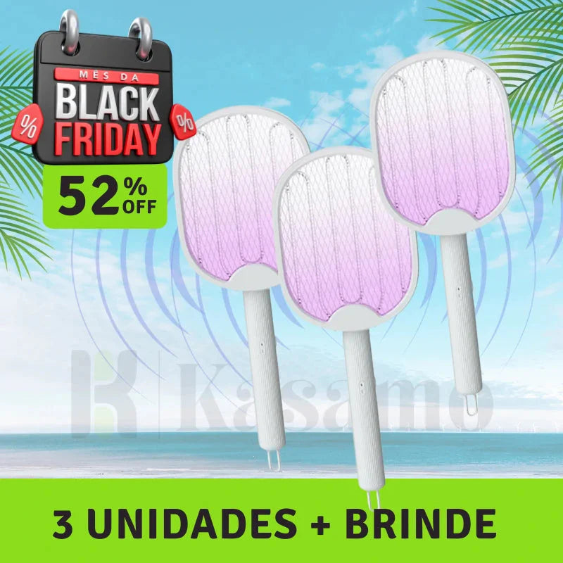 Raquete Elétrica Mata-Mosquito MaxBolt™ com Tecnologia de Ions Atrativos