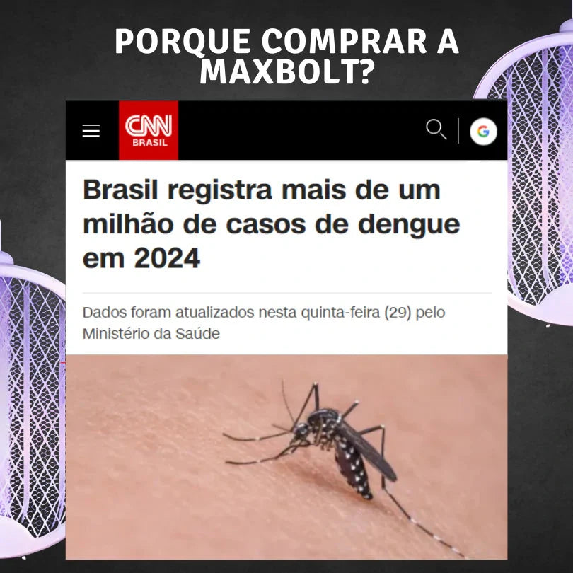 Raquete Elétrica Mata-Mosquito MaxBolt™ com Tecnologia de Ions Atrativos