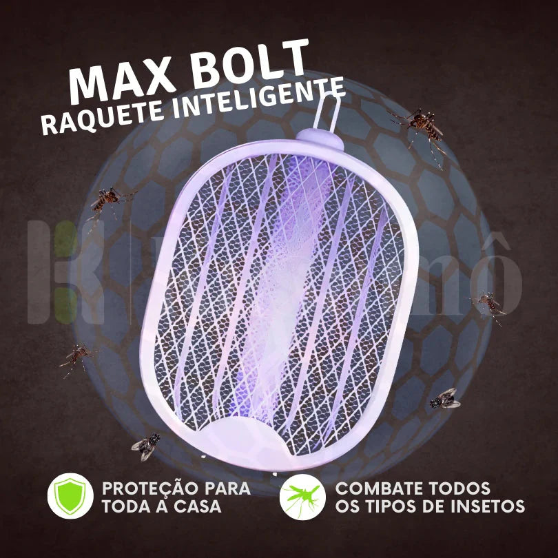Raquete Elétrica Mata-Mosquito MaxBolt™ com Tecnologia de Ions Atrativos