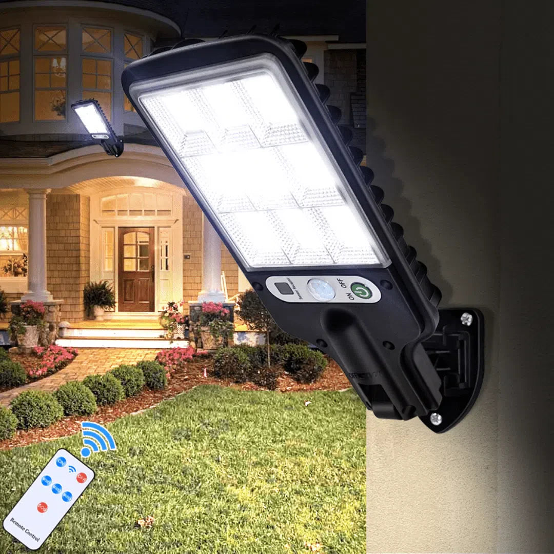 Refletor Solar LED com Controle Remoto e Sensor de Movimento