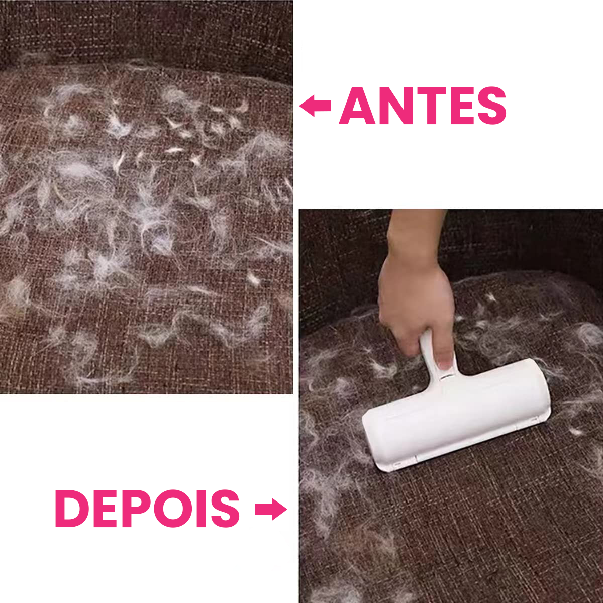 Removedor de Pelos Reutilizável Eficiente para Roupas e Móveis