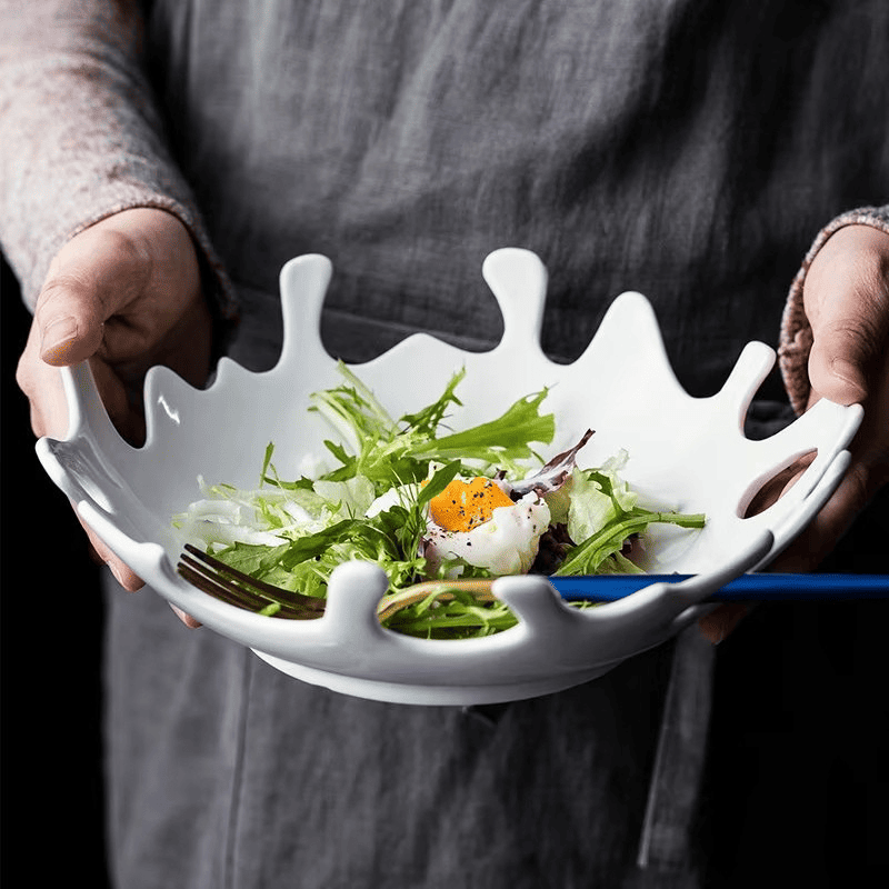 Saladeira de Cerâmica Irregular para Mesa Posta - Prato Decorativo