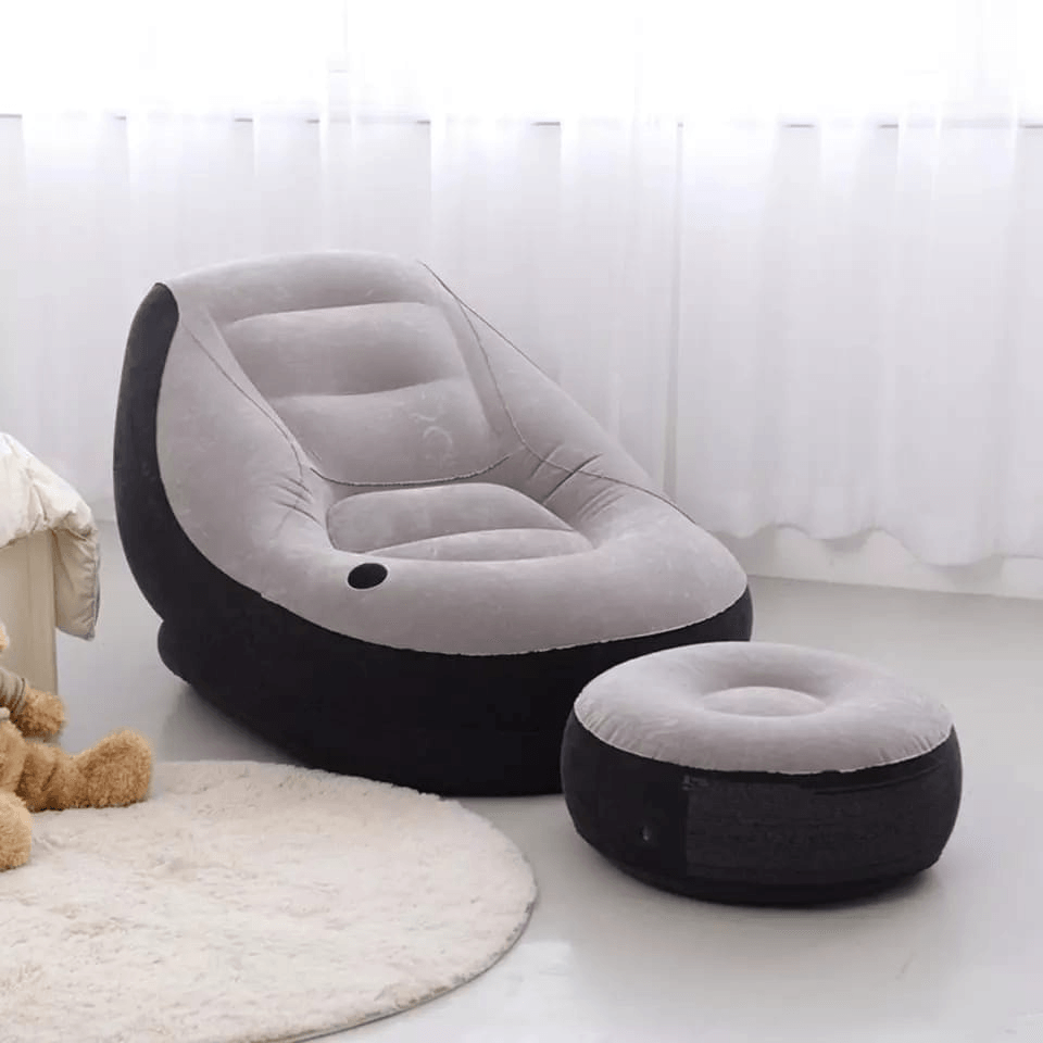 Sofá Inflável Portátil com Puff Acompanha - Ideal para Camping e Eventos