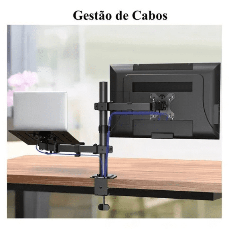 Suporte Articulado para Monitor e Notebook de Mesa - Ajustável e Ergonômico