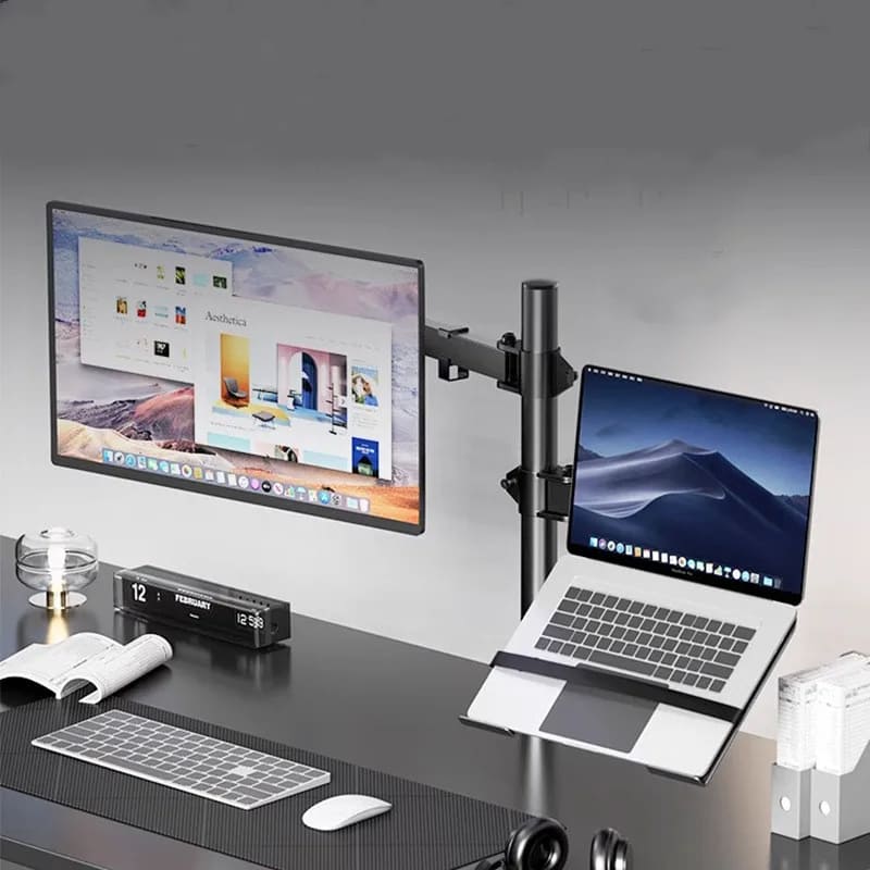 Suporte Articulado para Monitor e Notebook de Mesa - Ajustável e Ergonômico
