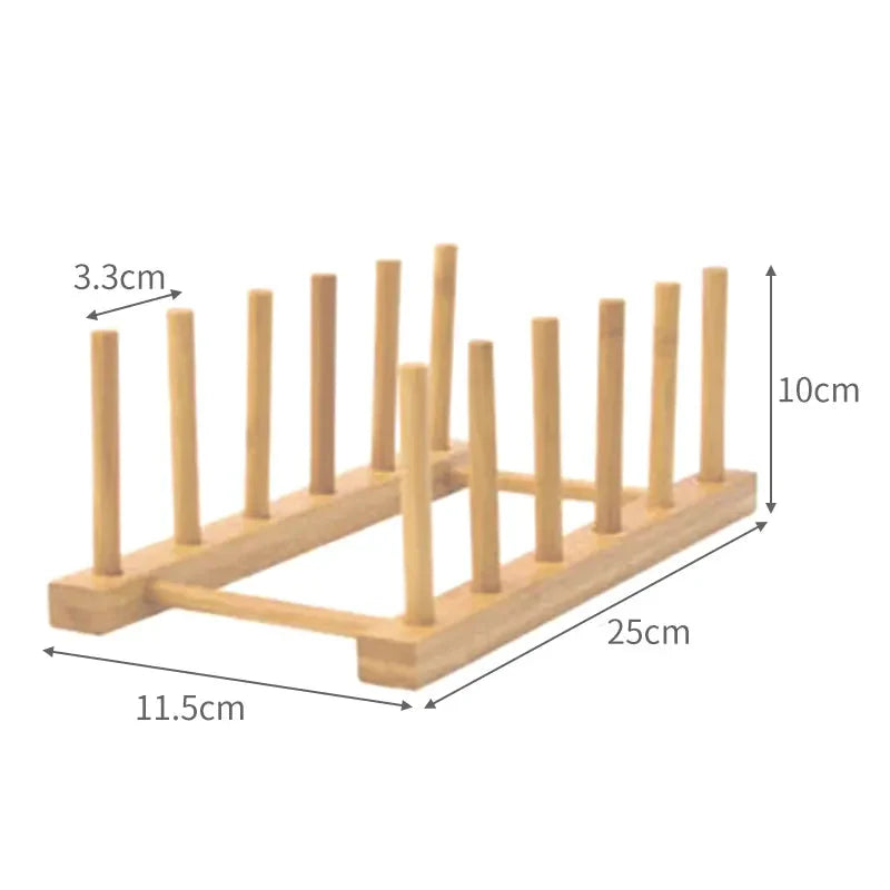 Suporte de Bambu para Pratos - Organizador de Cozinha