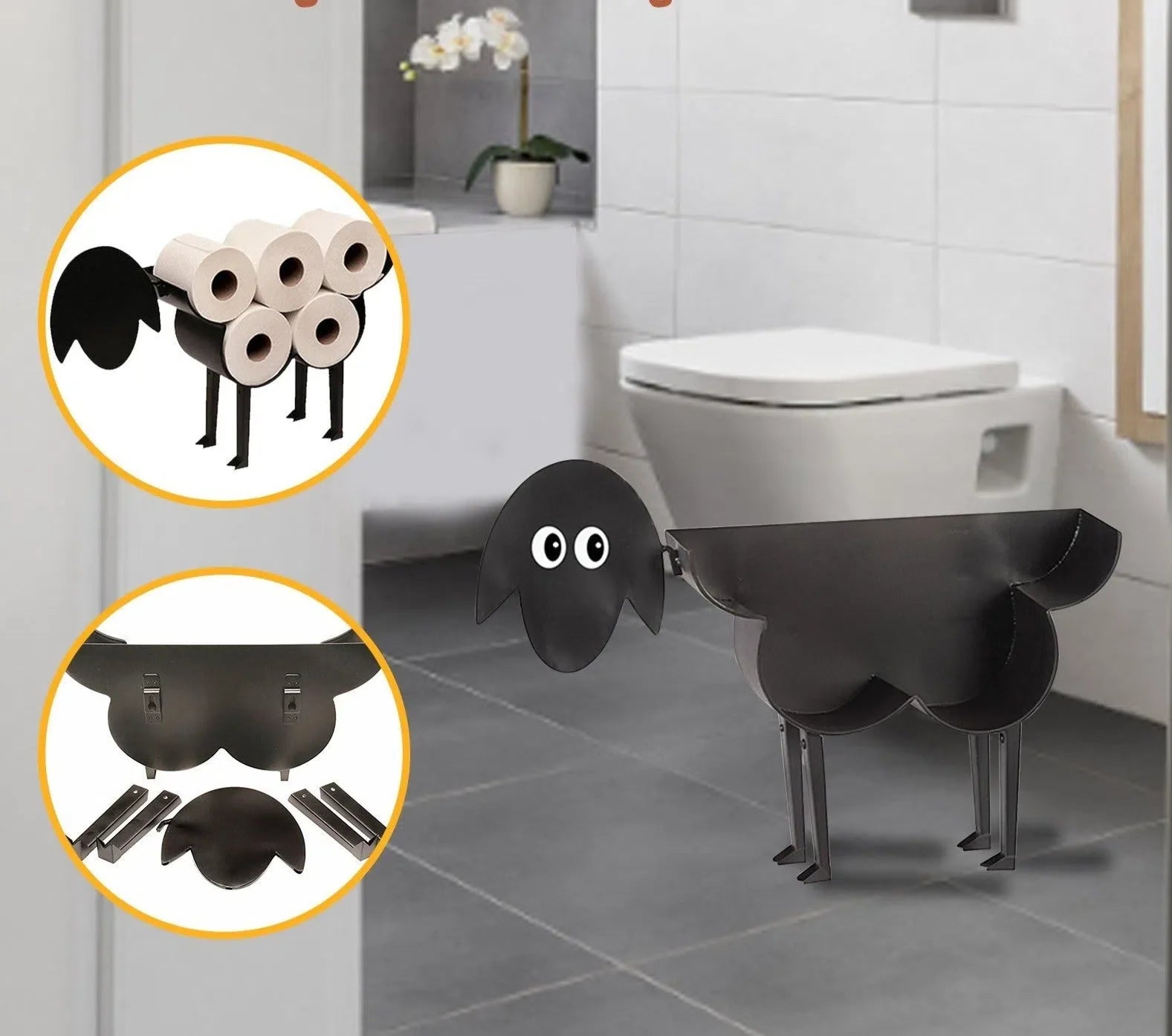 Suporte de Ferro para Papel Higiênico em Formato de Animais