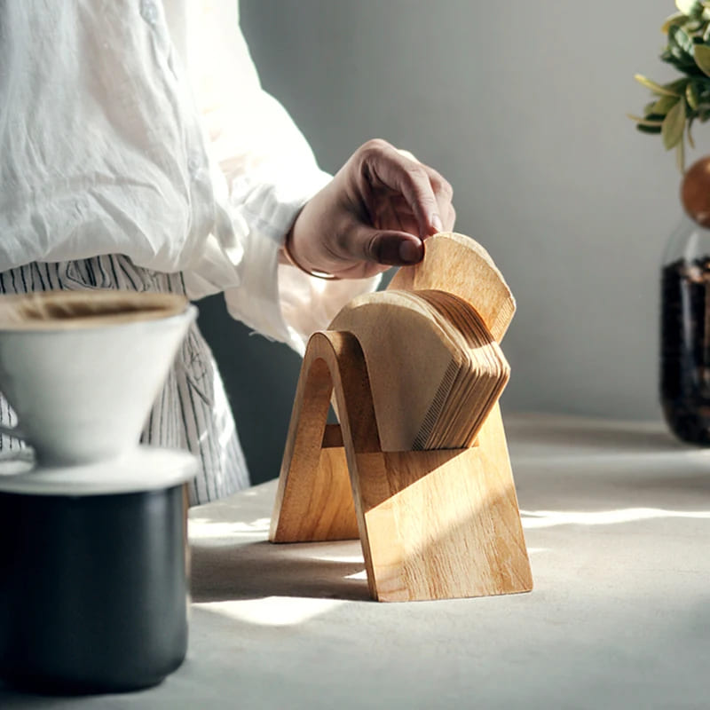 Suporte de Madeira para Filtro de Café com Porta-Filtro de Papel