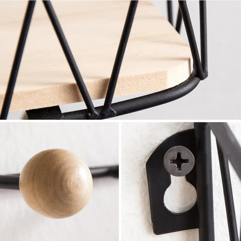 Suporte de Parede com Ganchos e Cesto para Organização de Espaço