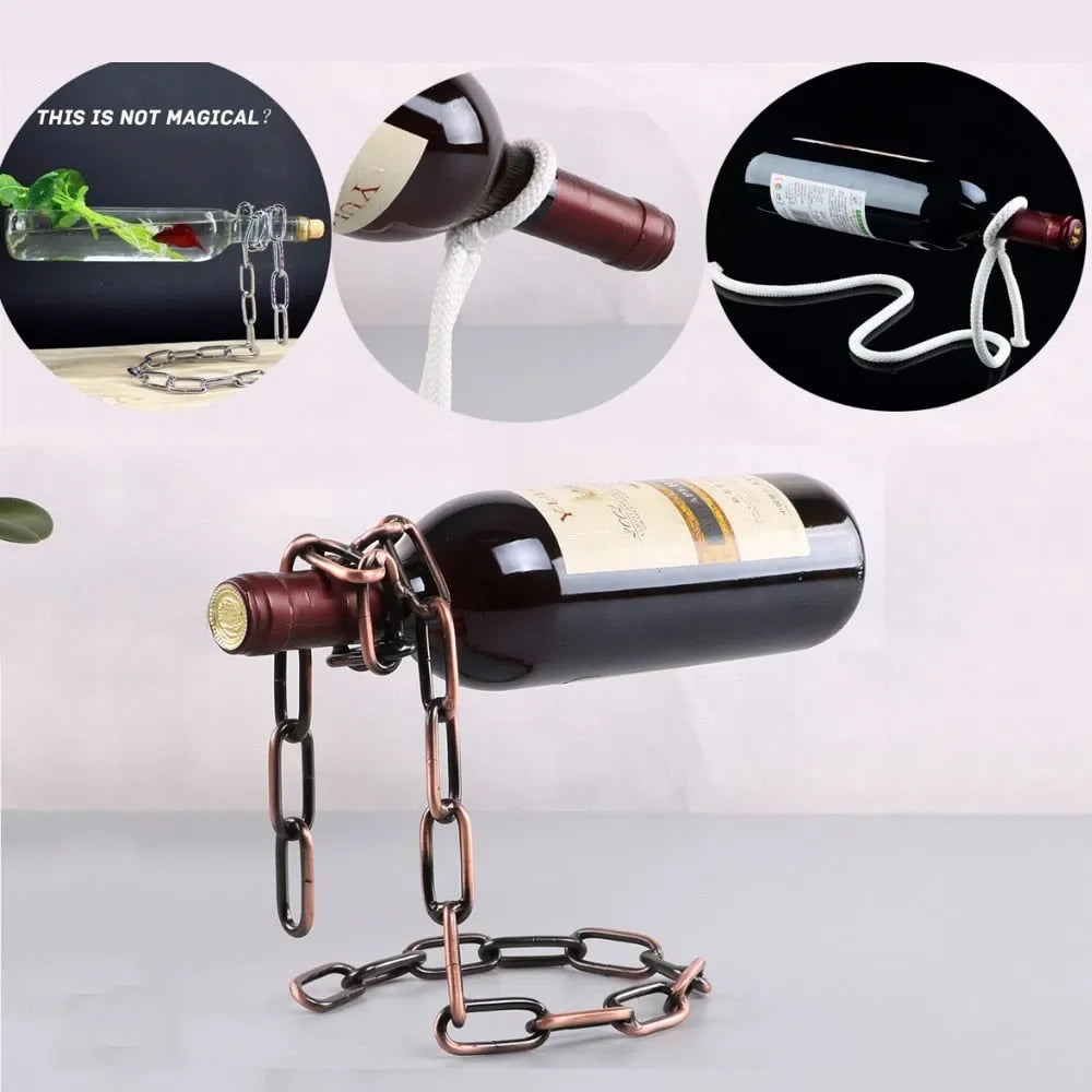 Suporte para Vinhos Corrente ou Corda Mágica - Organizador de Garrafas